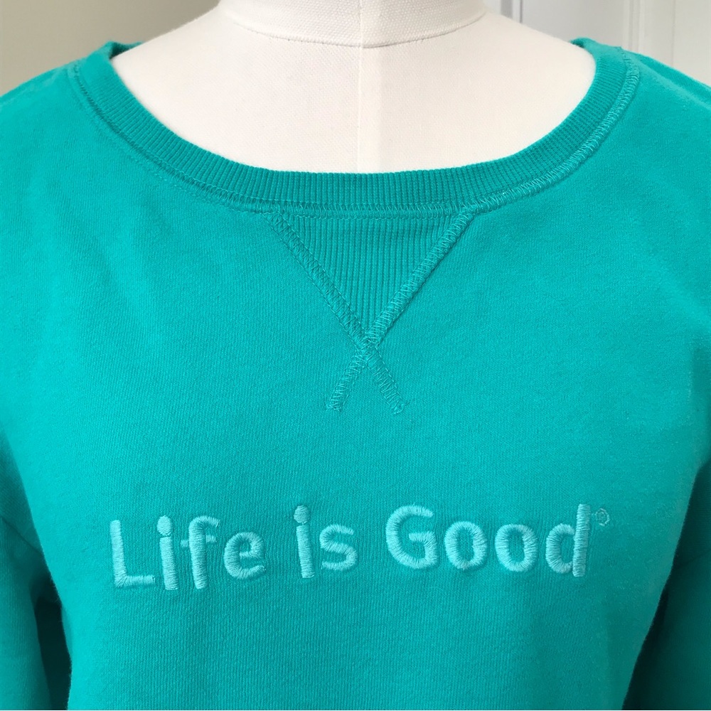Life is Good Teal Soft Comfortable Crewneck Sweatshirt